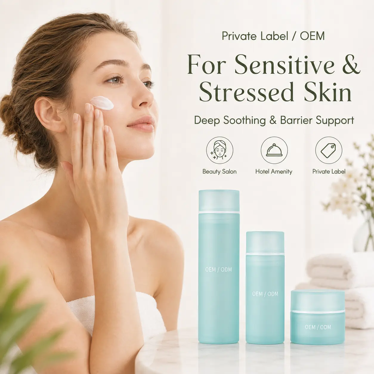OEM Private Label Lactobacillus Soothing Skincare Set Barrier Repair Calms Redness Sensitive Skin Custom Formula Manufacturer