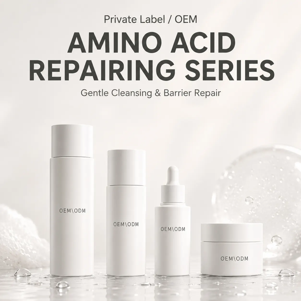 OEM Private Label Amino Acid Repairing Skincare Set Gentle Cleansing & Barrier Repair Custom Formula & Packaging Manufacturer