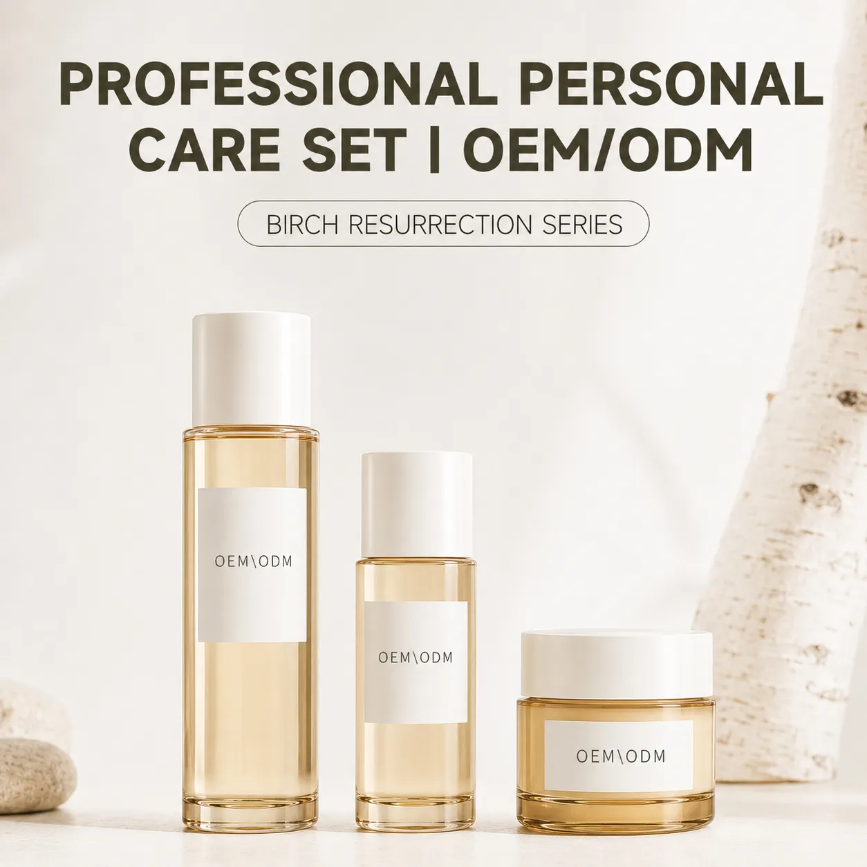 OEM Private Label Birch Resurrection Skincare Set 72H Deep Hydration Soothing Cream Toner Custom Formula Packaging Manufacturer