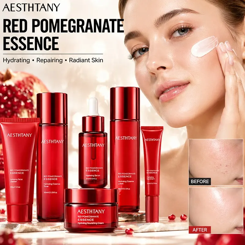 AESTHTANY Red Pomegranate Six-Piece Set Brighten Dull Skin Multi Nutrient Surface Balance Boost Native Soft Skin Radiance Care