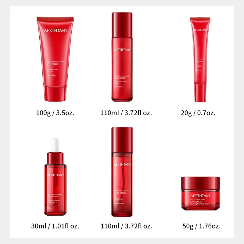 AESTHTANY Red Pomegranate Six-Piece Set Brighten Dull Skin Multi Nutrient Surface Balance Boost Native Soft Skin Radiance Care
