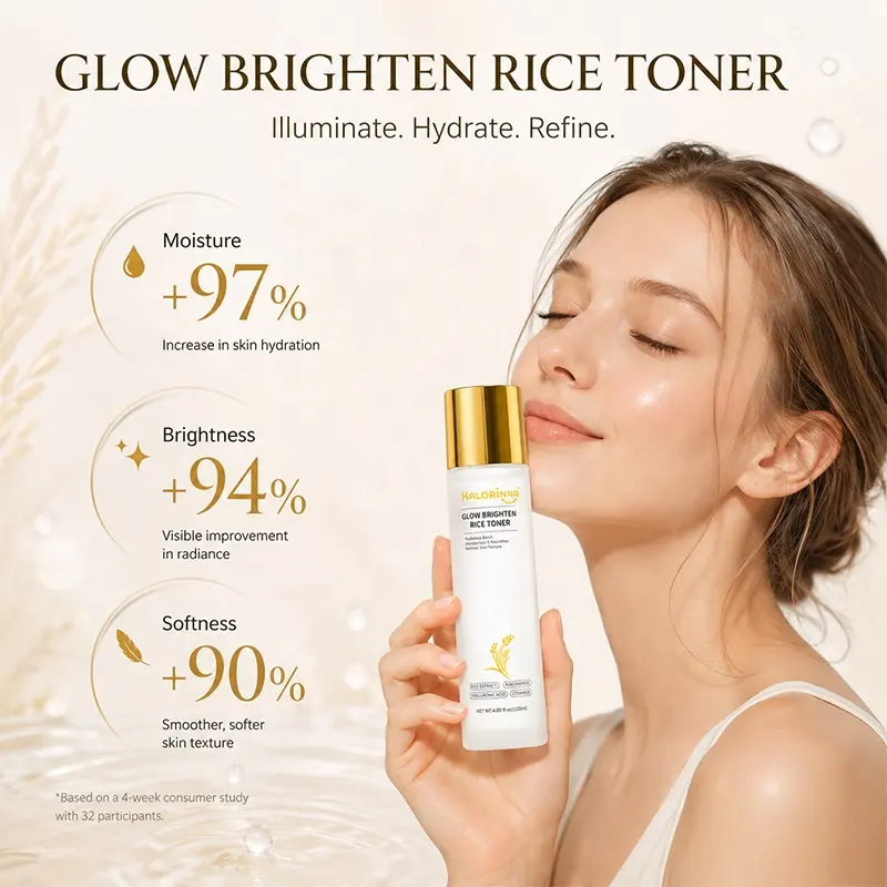 HALORINNA Rice Ferment Facial Toner 120ml Brighten Long-Lasting Hydration Smooth Soften Coarse Dry Skin Facial Soothing Care