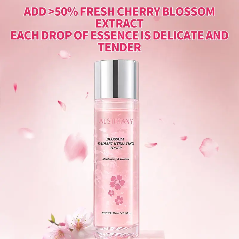 AESTHTANY Sakura 8pcs Hydrating Skincare Set Brightening Moisturizing Revitalizing Face Body Cream Serum Toner Daily Skin Care