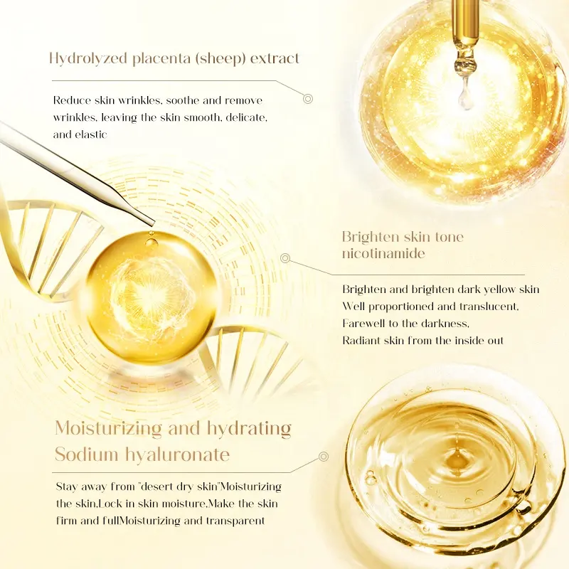 OEM/ODM Anti-Wrinkle Lightening Face Moisturizer Sheep Placenta Active Firming Essence Water Emulsion Toner Centella Asiatica