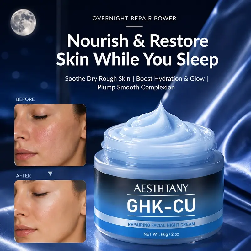 AESTHTANY Anti-Aging Facial Night Cream 60g Blue Copper Peptide Infuse Boost Hydration Glow Soothing Calm Facial Nourishing Care