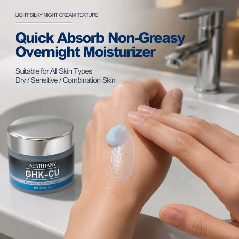 AESTHTANY Anti-Aging Facial Night Cream 60g Blue Copper Peptide Infuse Boost Hydration Glow Soothing Calm Facial Nourishing Care