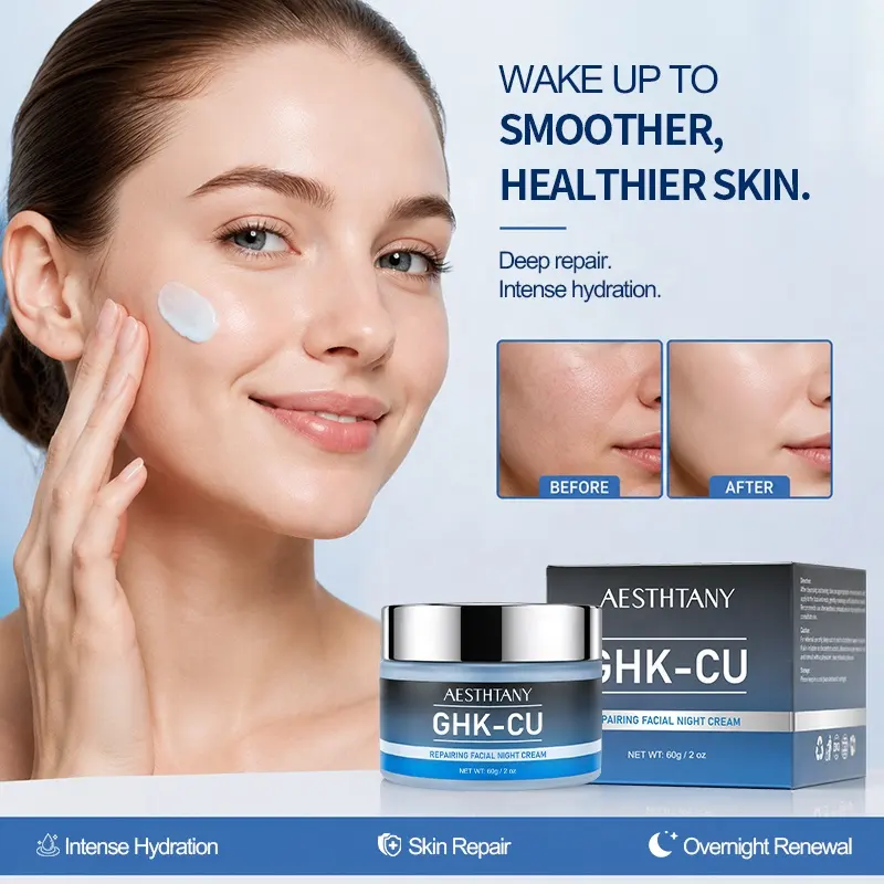 AESTHTANY Anti-Aging Facial Night Cream 60g Blue Copper Peptide Infuse Boost Hydration Glow Soothing Calm Facial Nourishing Care