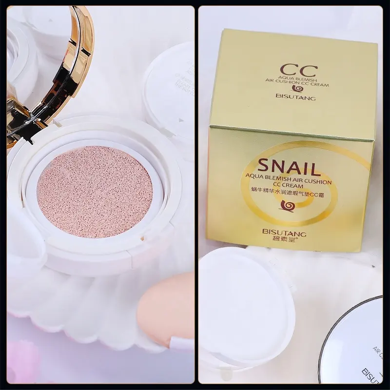 Bisutang Poreless CC Cream Liquid Makeup Cushion Concealer Oil-control Moisturizer Delicate Foundation Waterproof Whitening