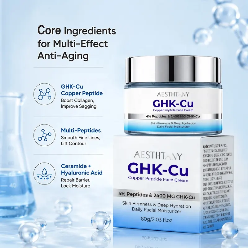 AESTHTANY 60g GHK-Cu Copper Peptide Face Cream Deep Hydrating Nourishing Firming Smoothing for Daily Face Moisturizing Care OEM