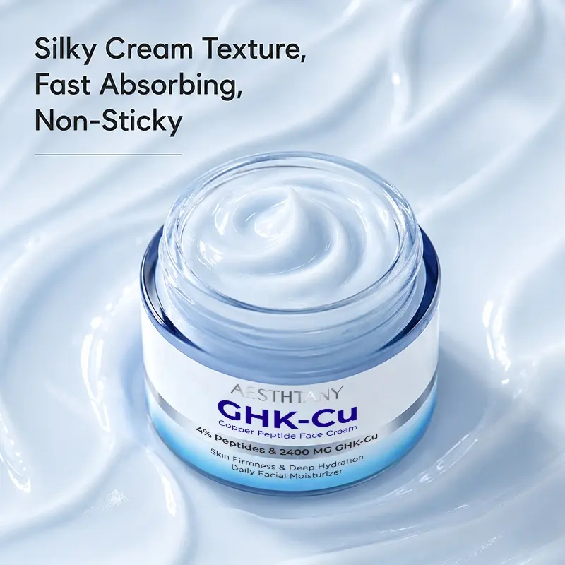 AESTHTANY 60g GHK-Cu Copper Peptide Face Cream Deep Hydrating Nourishing Firming Smoothing for Daily Face Moisturizing Care OEM