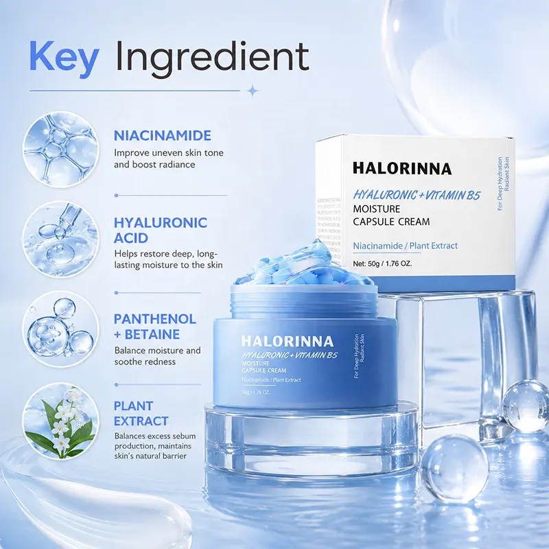 Custom Logo Moisture Lock Capsule Facial Cream Panthenol Betaine Soothe Red Irritated Skin Balance Sebum Strengthen Barrier OEM