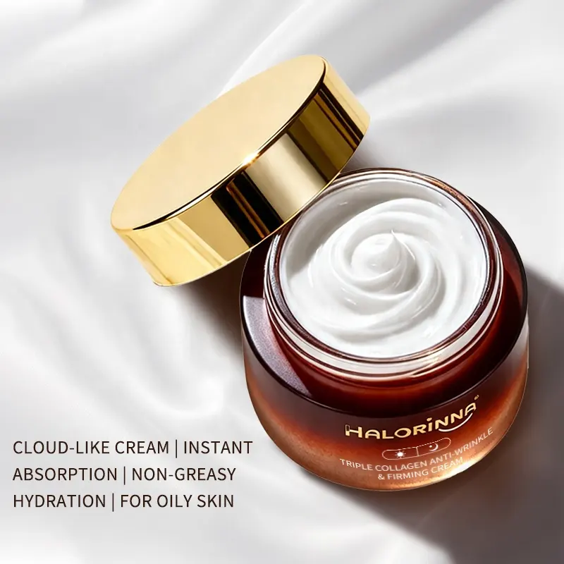 HALORINNA 50g Triple Collagen Firming Face Cream Deep Nourish Long Lasting Moisture Lift Sagging Skin Facial Care Wholesale