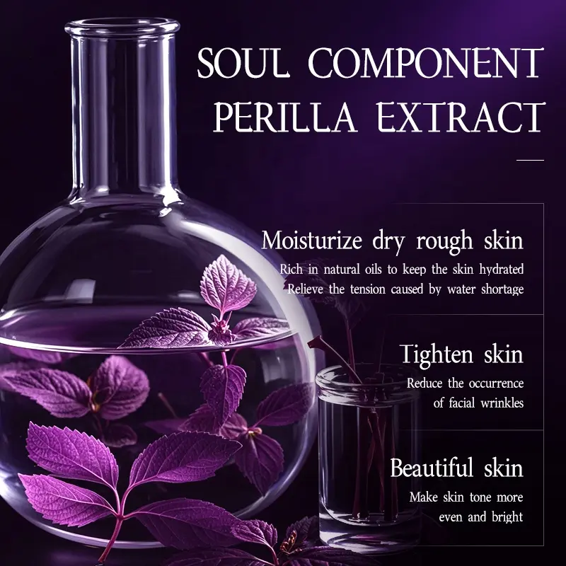 Hanmj Perilla Soothing Hydrating 4-Piece Korean Skincare Set Serum Cream Balance Skin Sebum Pore Perimeter Refreshing Daily Care