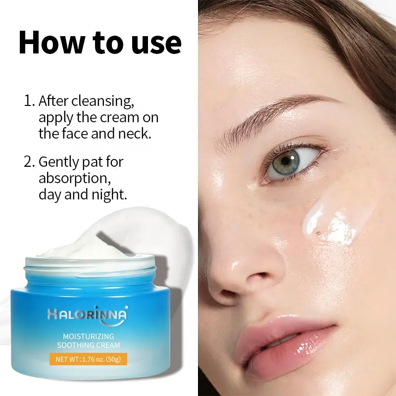 HALORINNA Collagen Niacinamide Soothing Facial Cream 50g Deep Hydration Boost Skin Elasticity Anti-Aging Soften Dry Skin Daily