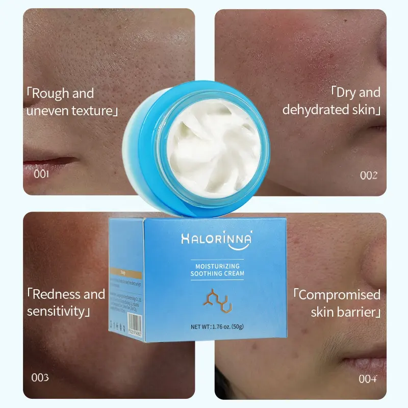 HALORINNA Collagen Niacinamide Soothing Facial Cream 50g Deep Hydration Boost Skin Elasticity Anti-Aging Soften Dry Skin Daily
