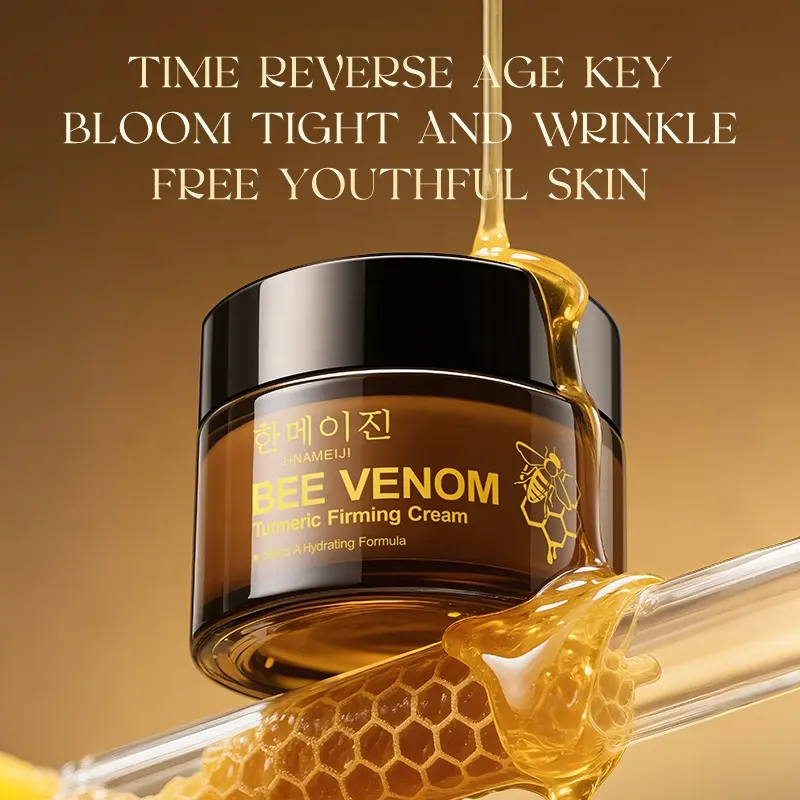 HANMEIJI Bee Venom Turmeric Firming Facial Cream Hydrating Skin Tightening Lifting Smooth Fine Lines Whitening Lightening All