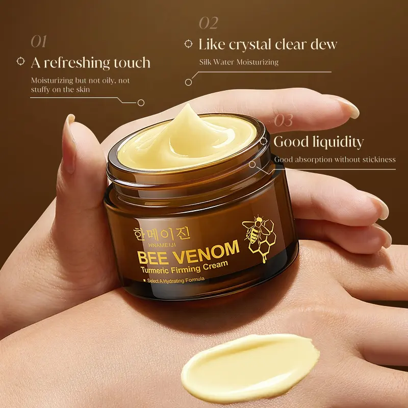 HANMEIJI Bee Venom Turmeric Firming Facial Cream Hydrating Skin Tightening Lifting Smooth Fine Lines Whitening Lightening All