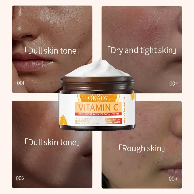 O'KADY VC Face Cream 30g Vitamin C Whitening Moisturizer Refreshing Anti Wrinkle Hydrating Cream for Glowing Radiant Skin