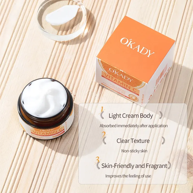 O'KADY VC Face Cream 30g Vitamin C Whitening Moisturizer Refreshing Anti Wrinkle Hydrating Cream for Glowing Radiant Skin