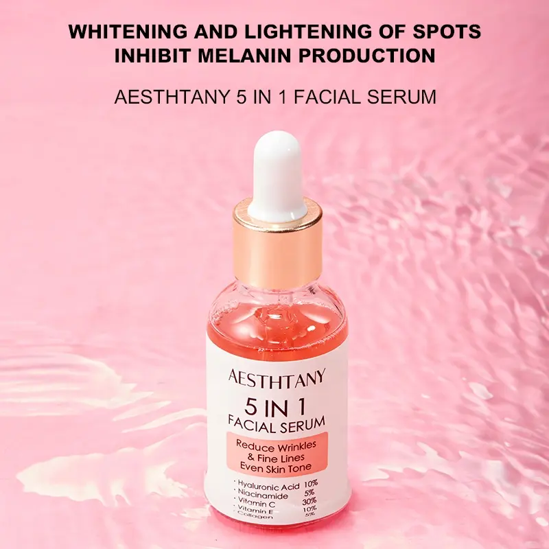 AESTHTANY 5 in 1 Facial Serum 30ml Tighten Skin Improve Sagging Long-lasting Moisture Brighten Daily All Skin Facial Nourishing