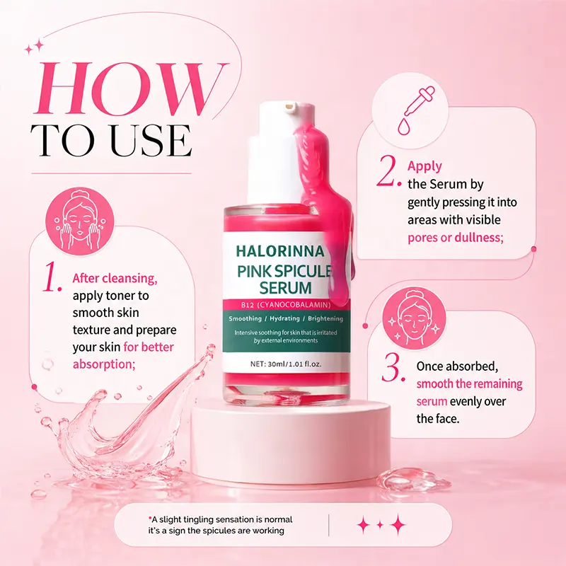 HALORINNA OEM Exfoliating Spicule Facial Serum Vitamin B12 Boost Skin Vitality Hydrate Dull Complexion Weekly Skin Renewal