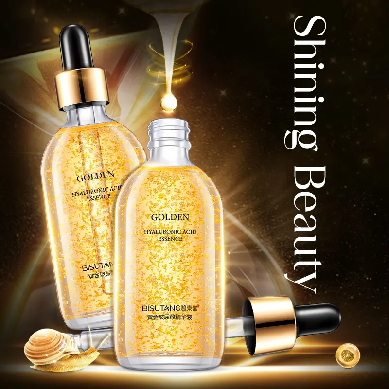 OEM Skin Care Hyaluronic Acid Essence Liquid Whitening Anti Aging Facial Serum Face 24K Gold Serum for Stock