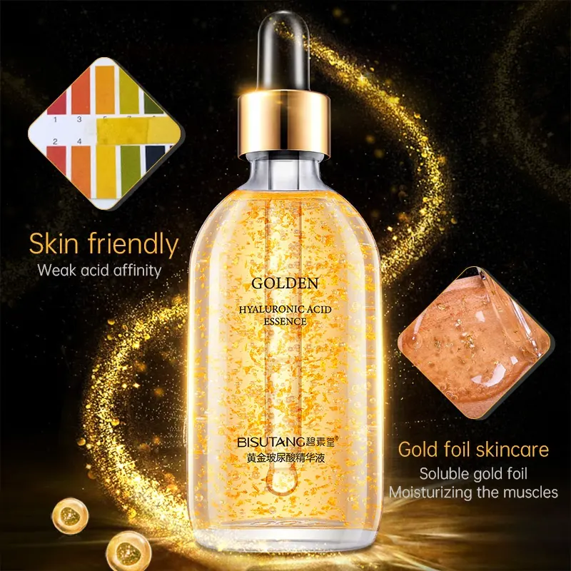 OEM Skin Care Hyaluronic Acid Essence Liquid Whitening Anti Aging Facial Serum Face 24K Gold Serum for Stock