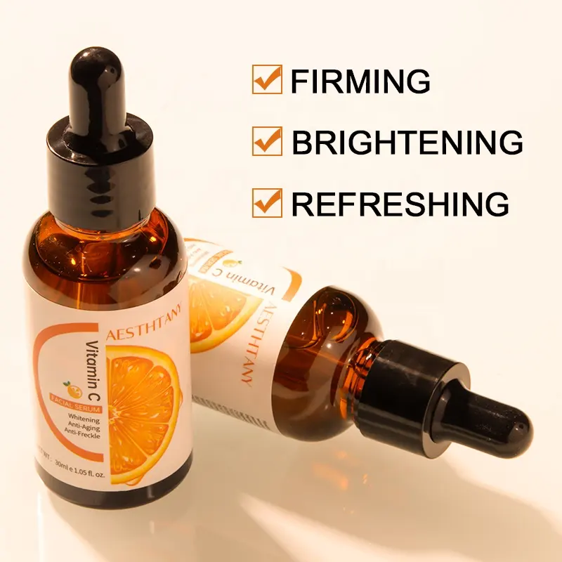 AESTHTANY OEM 30ml Vitamin C Sodium Hyaluronate Panthenol Facial Serum for Even Complexion Tone and Radiant Skin Maintenance