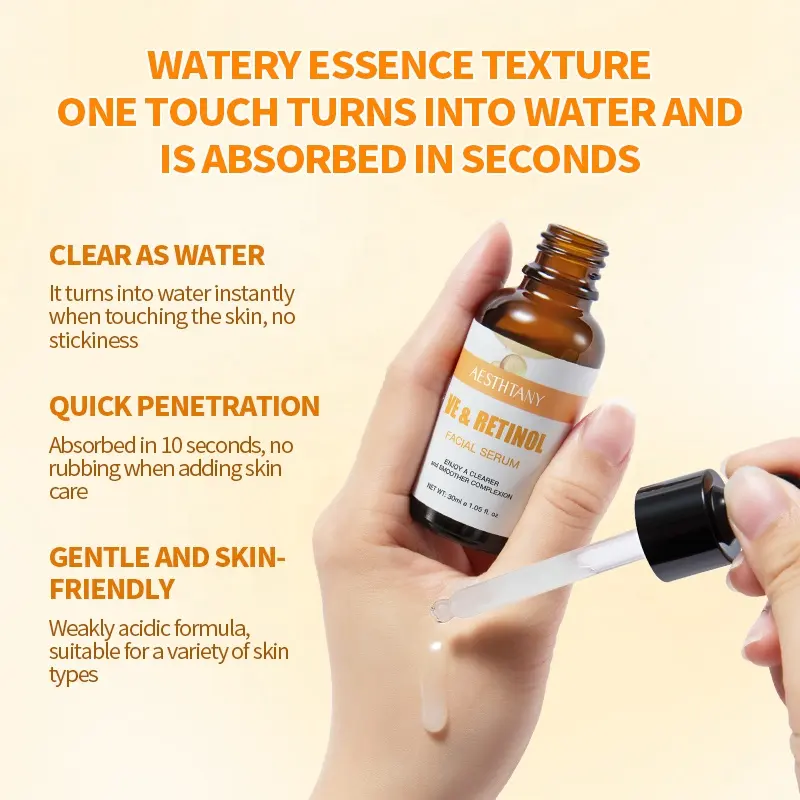 AESTHTANY Retinol Vitamin E Brightening Serum Niacinamide Even Skin Tone Sooth Free Radical Protection Daily Skin Renewal OEM