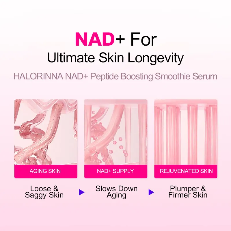HALORINNA NAD Peptide Smoothie Essence 30ml OEM Niacinamide Glowing Skincare Facial Serum Private Label