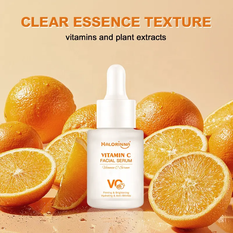 HALORINNA Custom 30ml Vitamin C Facial Serum Deep Hydration Moisturizing Hyaluronic Acid Serum Skin Brightening Serum