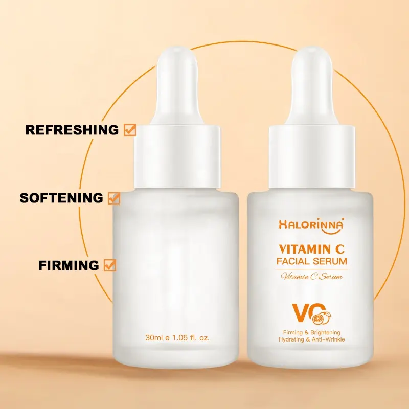 HALORINNA Custom 30ml Vitamin C Facial Serum Deep Hydration Moisturizing Hyaluronic Acid Serum Skin Brightening Serum