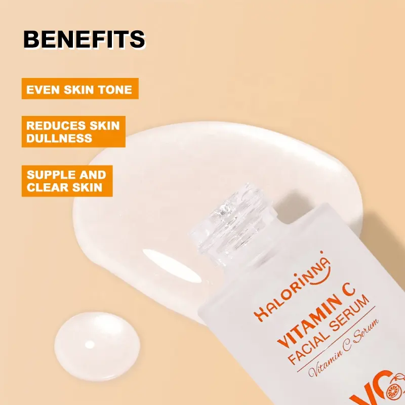 HALORINNA Custom 30ml Vitamin C Facial Serum Deep Hydration Moisturizing Hyaluronic Acid Serum Skin Brightening Serum