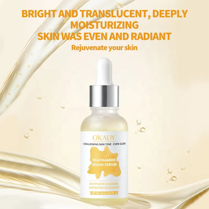 O'KADY Vegan Niacinamide & Sodium Hyaluronate Whitening Serum 30ml | Hydrating Anti-Aging | Minimize Pores & Fade Dark Spots OEM
