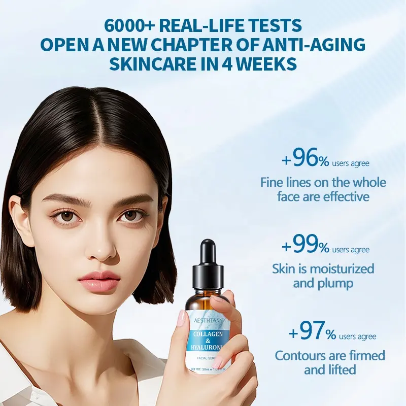 AESTHTANY Collagen Hyaluronic Acid Serum 30ml | Hydrating Firming Brightening | OEM ODM Anti-aging Facial Essence Supplier
