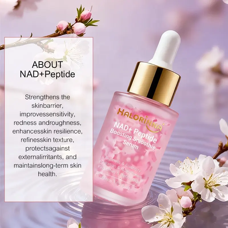 HALORINNA 30ml NAD+ Peptide Ceramide Vegan Collagen Face Serum Strengthen Skin Barrier Improve Red Rough Complexion Anti-Aging