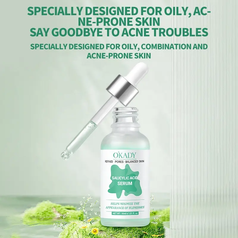 O'KADY 30ml Salicylic Acid Face Serum Deep Cleansing Exfoliating for Essence Niacinamide Controls Oil Marks for Daily Nourishing