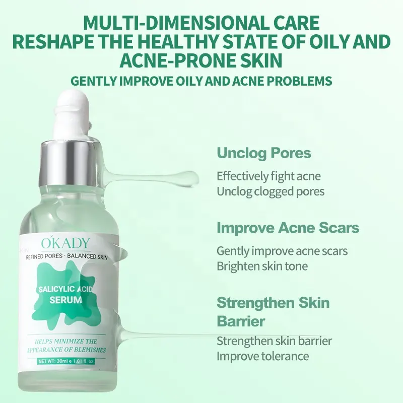 O'KADY 30ml Salicylic Acid Face Serum Deep Cleansing Exfoliating for Essence Niacinamide Controls Oil Marks for Daily Nourishing