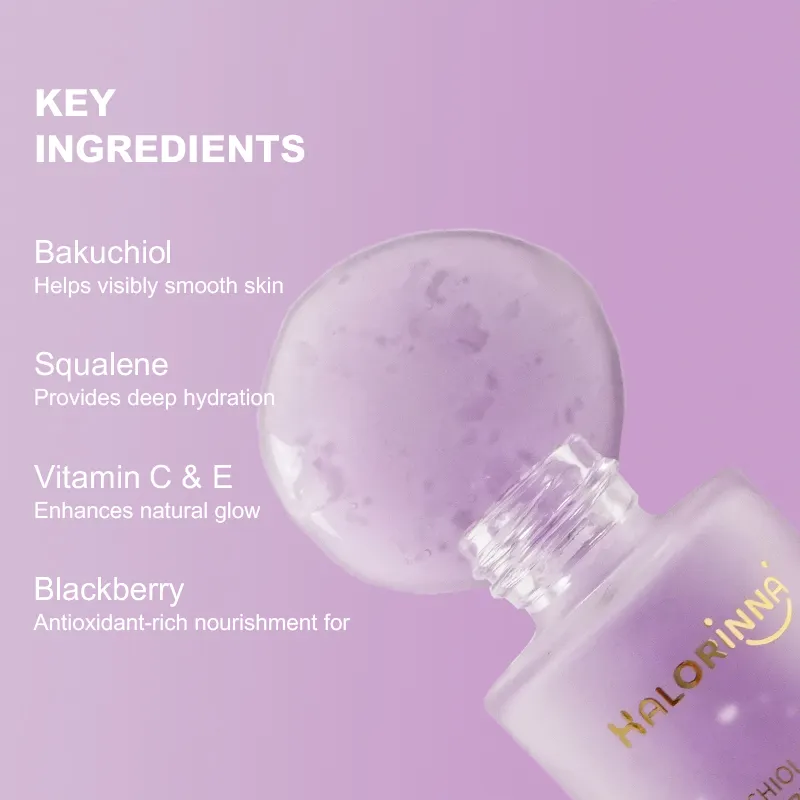 HALORINNA OEM Custom Bakuchiol Plumping Facial Serum 30ml Retinol Alternative Plumping Essence for Skin Care