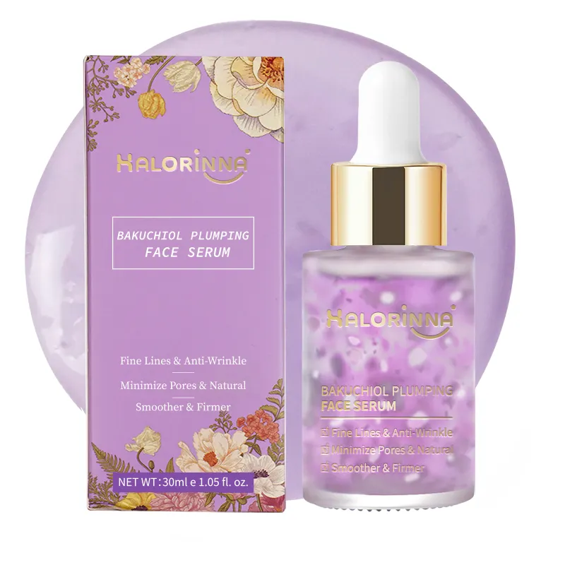 HALORINNA OEM Custom Bakuchiol Plumping Facial Serum 30ml Retinol Alternative Plumping Essence for Skin Care