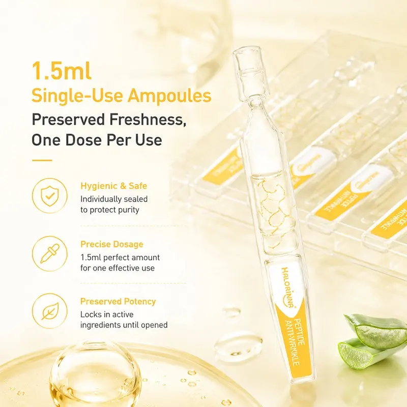 HALORINNA Peptide & Glycerin Firming Ampoule Serum 1.5ml X20 Brightening Hydrating Skin-Smoothing Essence OEM Wholesale
