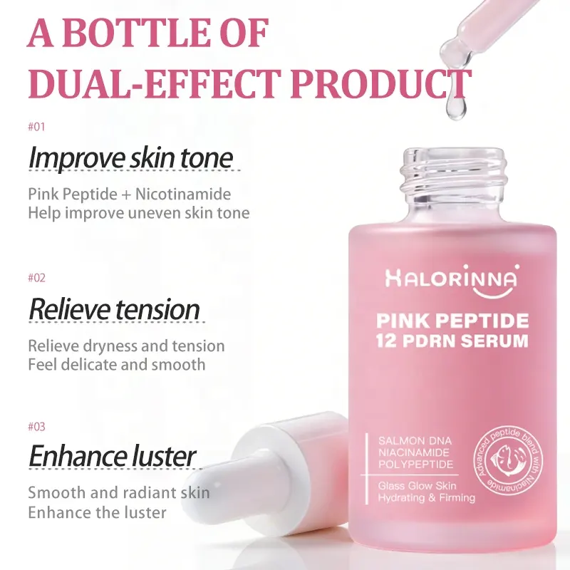 HALORINNA Salmon Facial Serum 30ml Hydrating Glow Essence Firming Skin Care Serum Lightweight Moisturizing Serum OEM Custom
