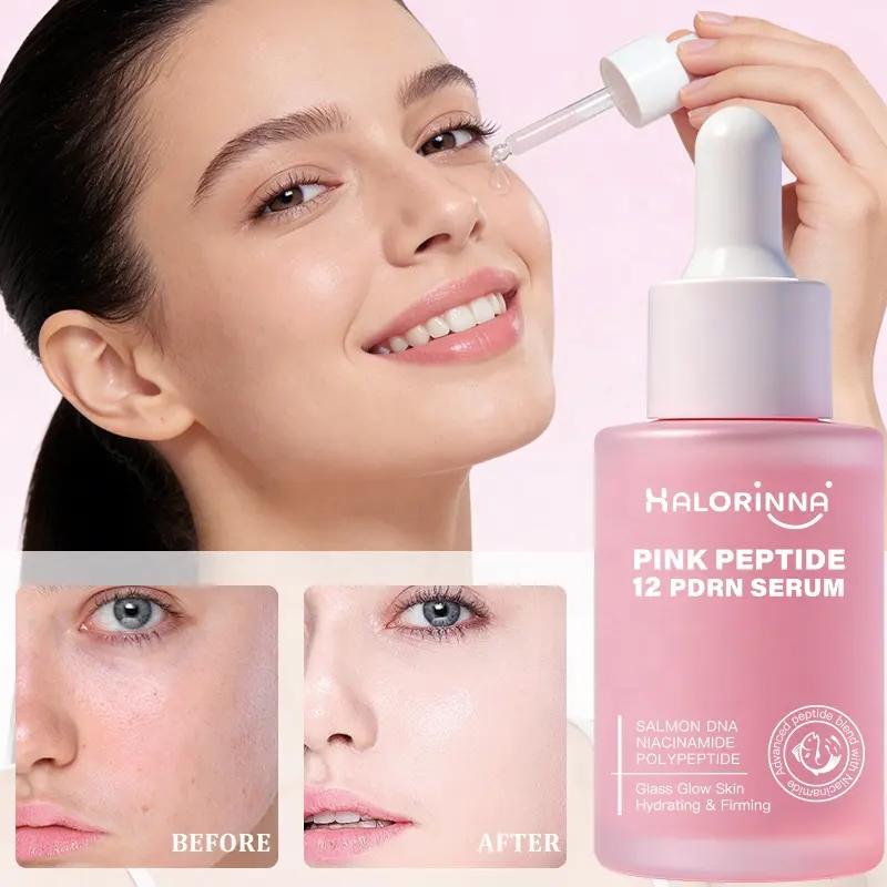 HALORINNA Salmon Facial Serum 30ml Hydrating Glow Essence Firming Skin Care Serum Lightweight Moisturizing Serum OEM Custom