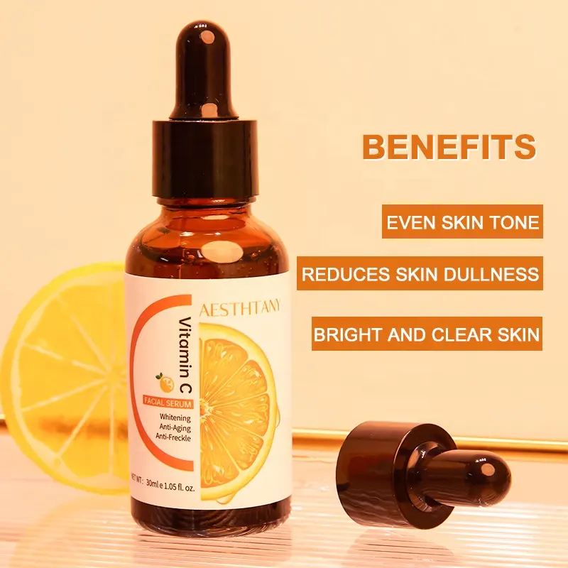 AESTHTANY 30ml Brightening VC Serum Hyaluronic Acid Deep Moisturize Revitalize Tired Sensitive Skin Post-Sun Calming Care OEM