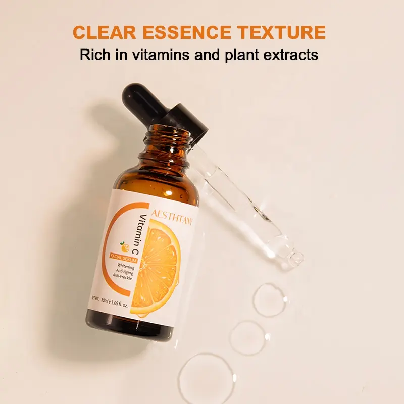 AESTHTANY 30ml Brightening VC Serum Hyaluronic Acid Deep Moisturize Revitalize Tired Sensitive Skin Post-Sun Calming Care OEM