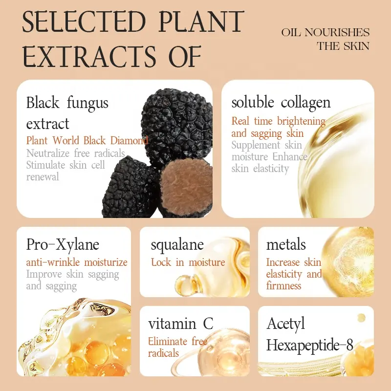 ESCP Luxury 30ml Facial Serum Black Truffle Gold for Essence Oil for Anti-Aging Firming Brightening & Hydrating Targeted for