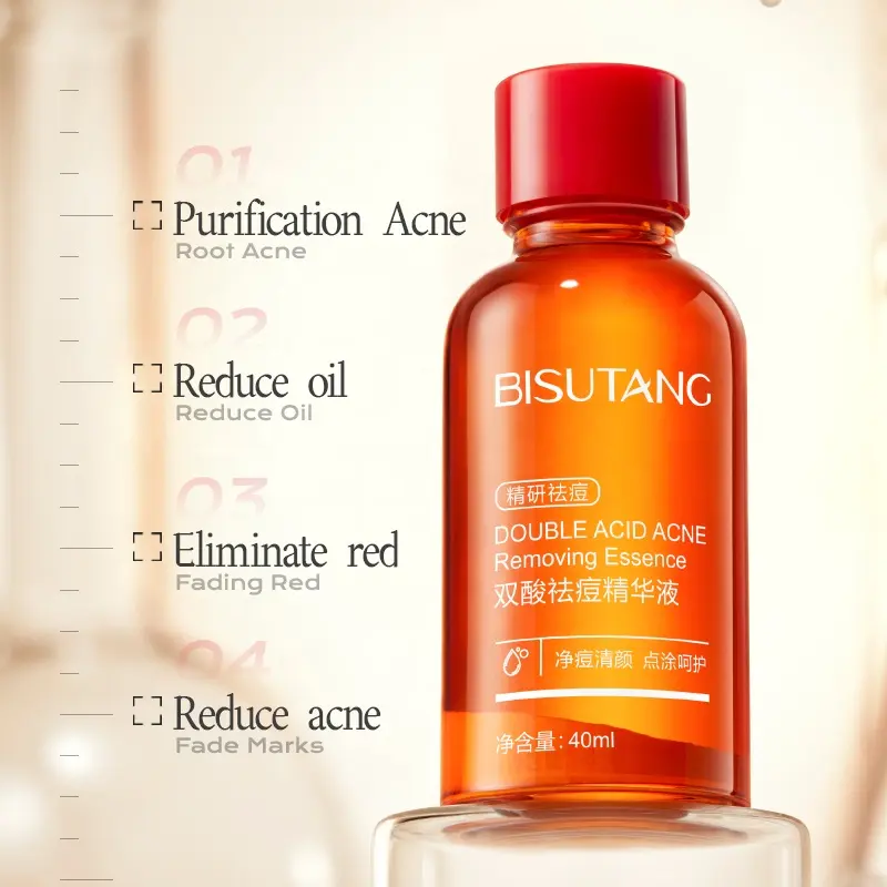 OEM Double Acid Acne Serum Soothes Repairs Lightens Acne Marks Brightens Skin Tone Hydrates Moisturizes Essence