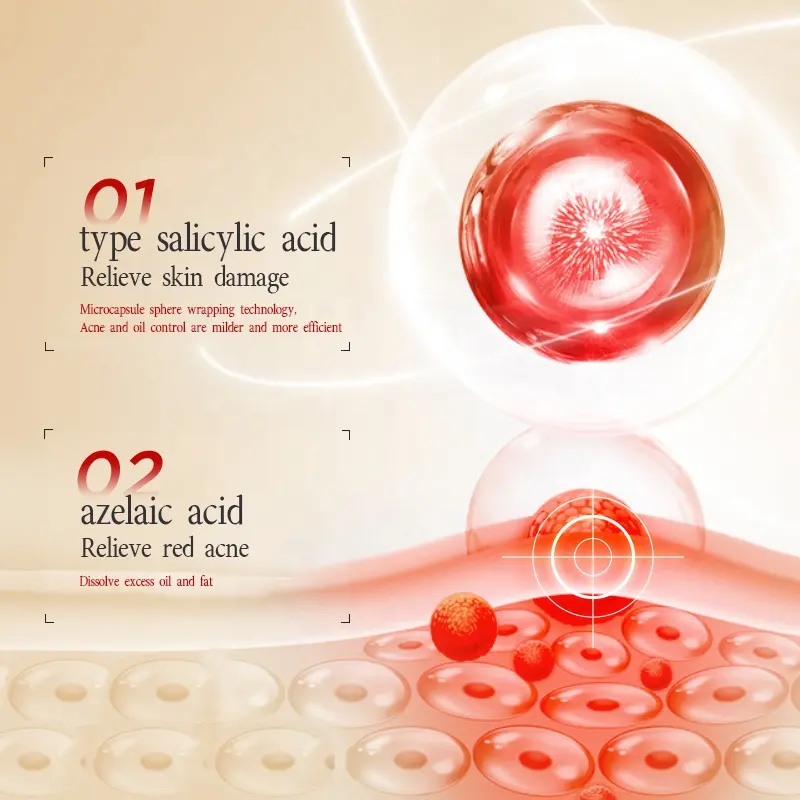 OEM Double Acid Acne Serum Soothes Repairs Lightens Acne Marks Brightens Skin Tone Hydrates Moisturizes Essence
