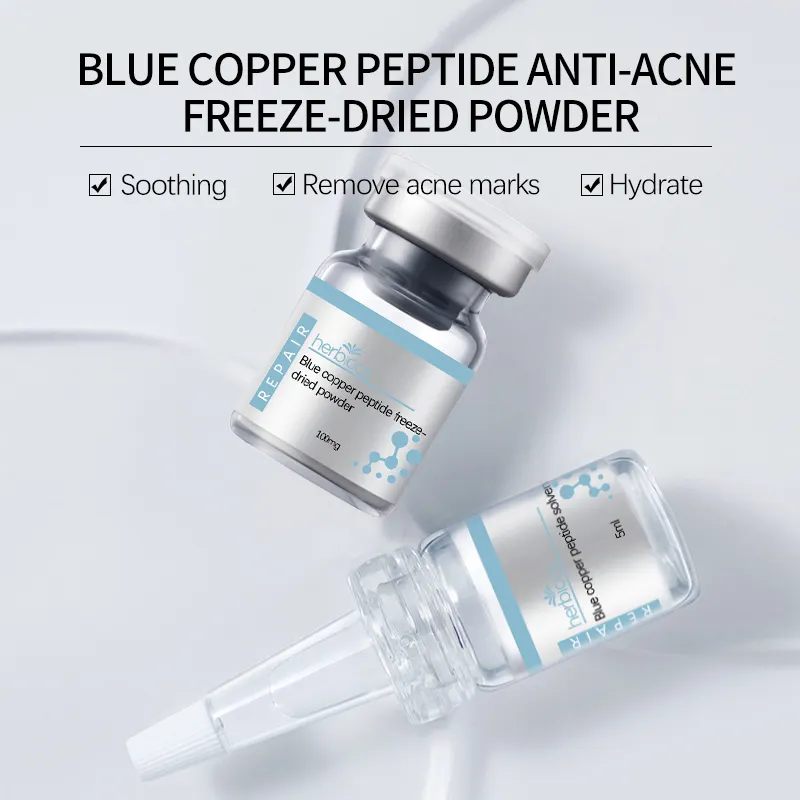 Copper Peptide Lyophilized Powder Skin Care Anti-aging Firming Repairing Facial Blue GHK-Cu Copper Peptide Serum Private Label