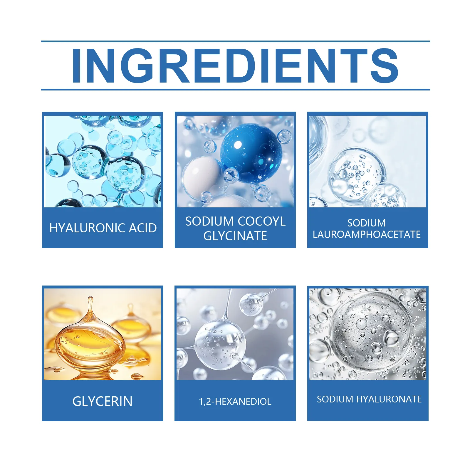 Multi-Molecular Hyaluronic Acid Foaming Facial Cleanser Amino Acid Hydrating Dry Sensitive Skin Moisturizing Face Wash Mousse